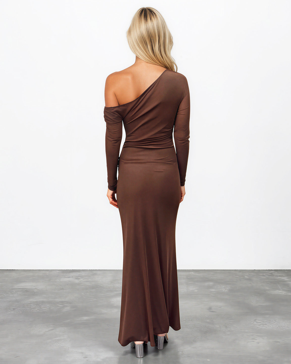 Kate Long Sleeve Maxi Dress Brown Back