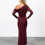Kate Long Sleeve Maxi Dress Wine Back