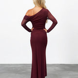 Kate Long Sleeve Maxi Dress Wine Back