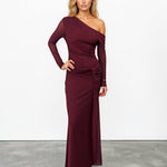 Kate Long Sleeve Maxi Dress Wine Front
