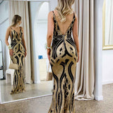 Kathleen Sequin Gown - Black/Gold