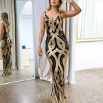 Kathleen Sequin Gown - Black/Gold