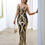 Kathleen Sequin Gown - Black/Gold