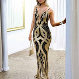 Kathleen Sequin Gown - Black/Gold