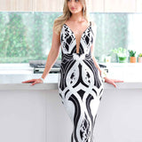 Kathleen Sequin Gown - Black/White