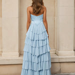 Kay Corset Layered Gown Pale Blue Back