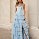 Kay Corset Layered Gown Pale Blue Front