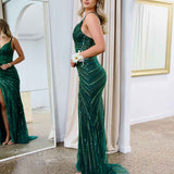 Lana Sequin Gown - Emerald