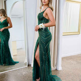 Lana Sequin Gown - Emerald