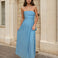 Leo Strapless Maxi Dress Blue