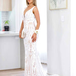 Letisha Sequin Gown - White and Nude