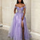 Liliane Embroidered Corset Tulle Gown Lilac Front