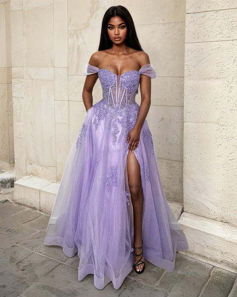 white christmas dresses Liliane Embroidered Corset Tulle Gown