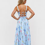 Lily Broderie Floral Maxi Dress Blue back