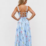 Lily Broderie Floral Maxi Dress Blue back
