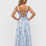 Lily Broderie Floral Maxi Dress Blue back