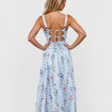 Lily Broderie Floral Maxi Dress Blue back