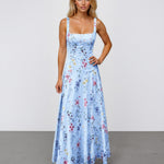 Lily Broderie Floral Maxi Dress Blue front