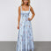 Lily Broderie Floral Maxi Dress Blue front
