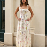 Lily Lace Floral Midi Dress White Front