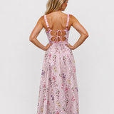 Lily Broderie Floral Maxi Dress pink back