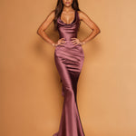 Livia Satin Gown Burnt Umber front