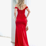 Lorel Embroidered Corset Gown - Red