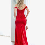 Lorel Embroidered Corset Gown - Red