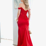 Lorel Embroidered Corset Gown - Red