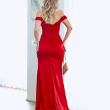 Lorel Beaded Lace Corset Gown - Red