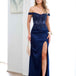 Lorel Embroidered Corset Gown - Navy