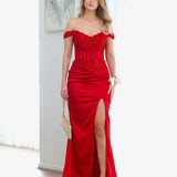 Lorel Embroidered Corset Gown - Red