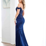 Lorel Embroidered Corset Gown - Navy