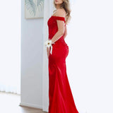 Lorel Beaded Lace Corset Gown - Red