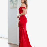 Lorel Embroidered Corset Gown - Red