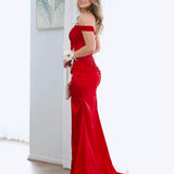 Lorel Beaded Lace Corset Gown - Red