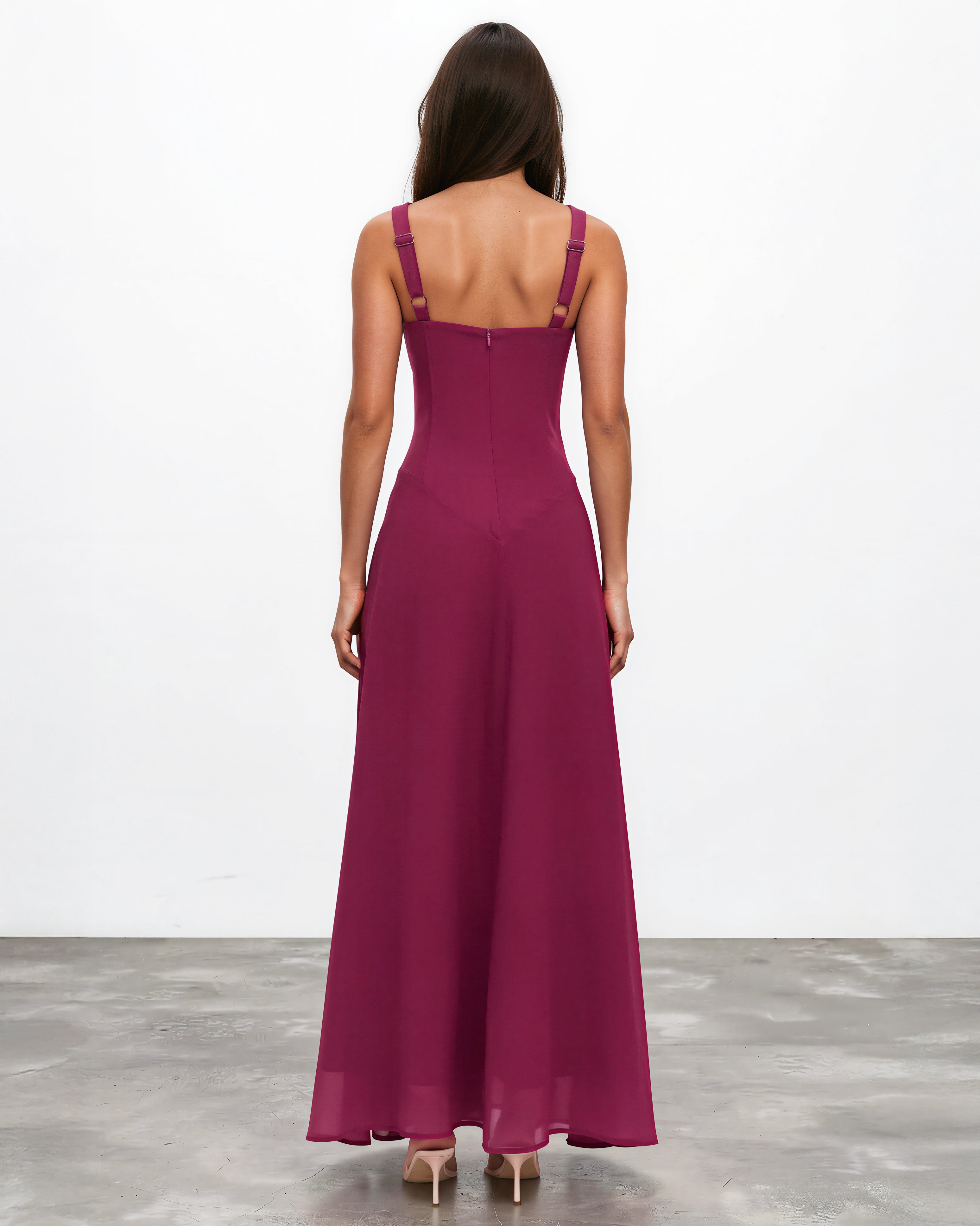 Lucia Maxi Dress Plum back