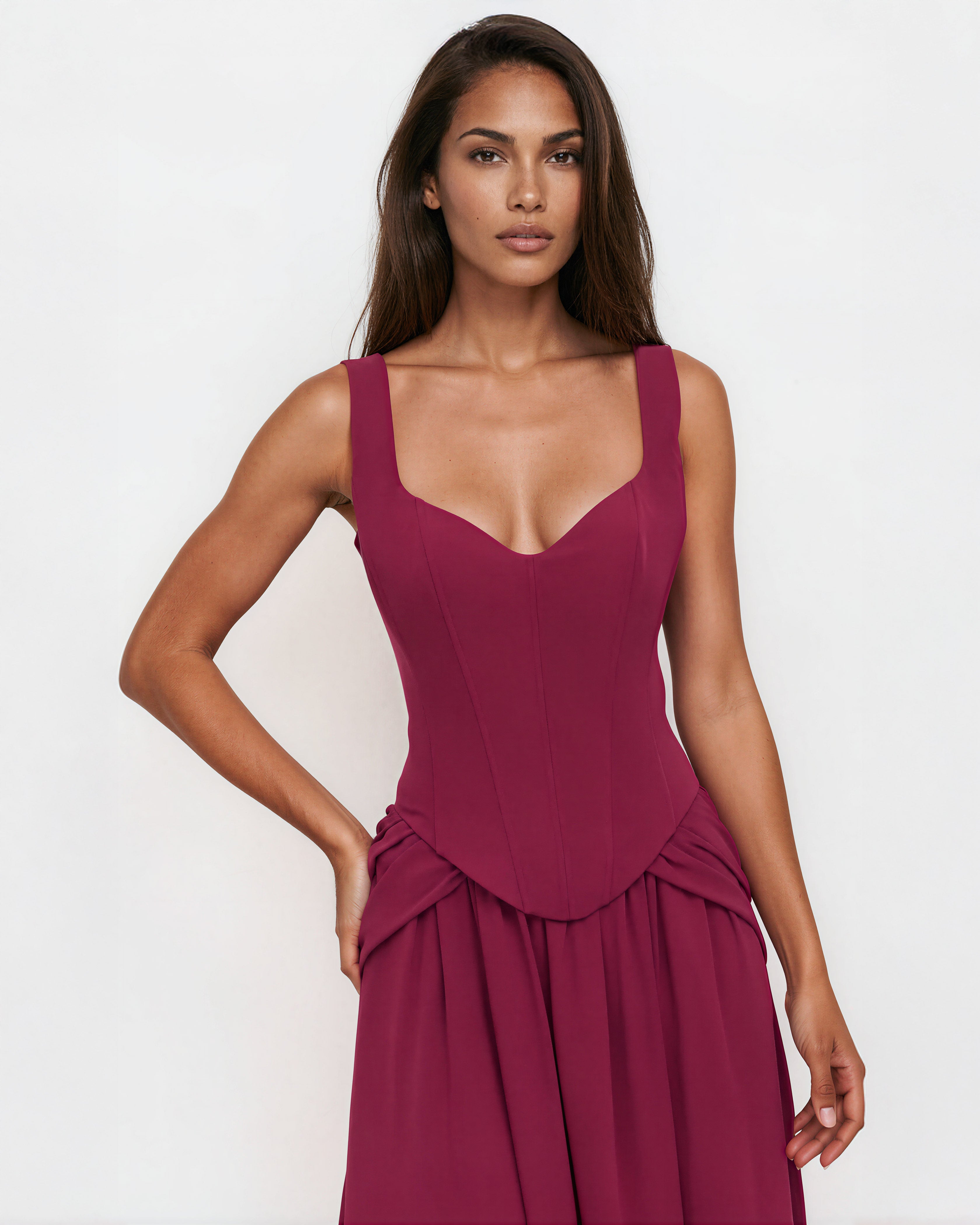 Lucia Maxi Dress Plum front close