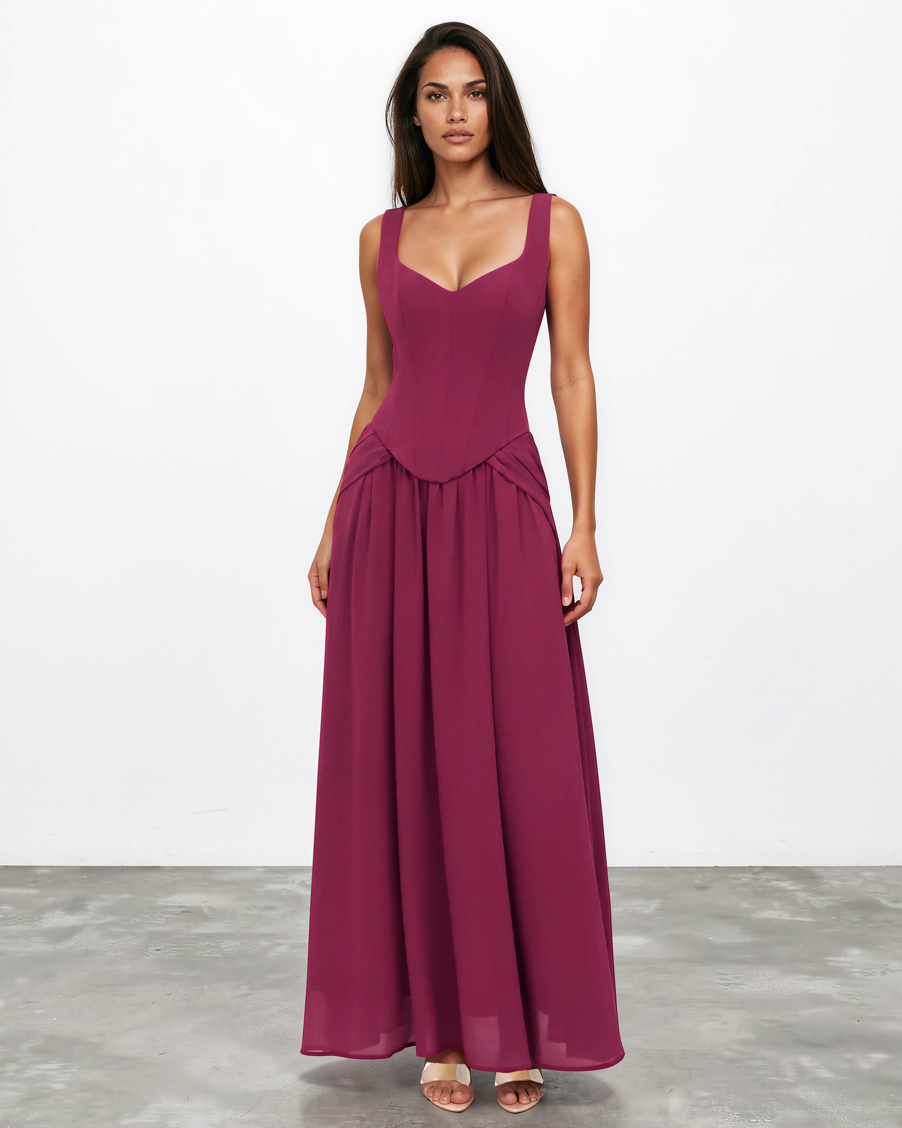 Lucia Maxi Dress Plum front
