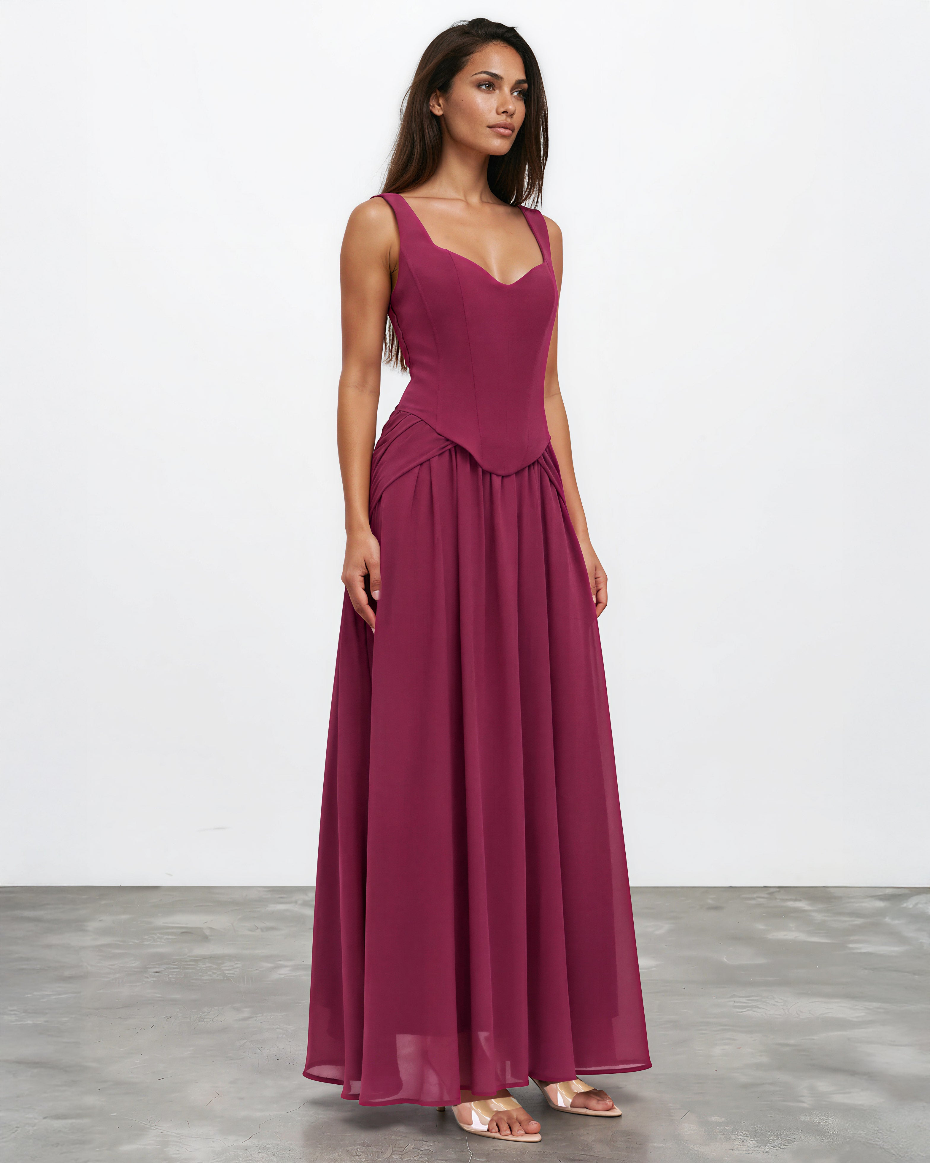 Lucia Maxi Dress Plum side
