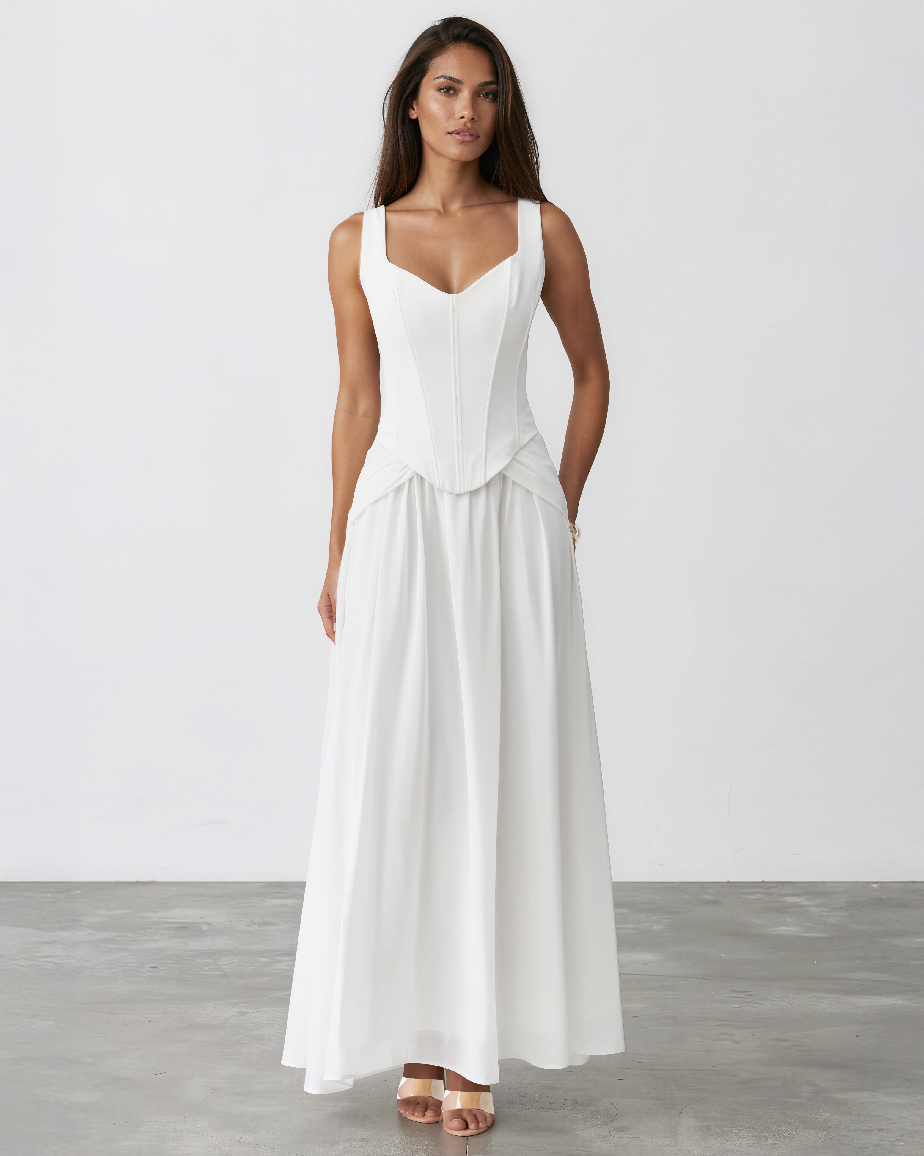 Lucia Maxi Dress White front