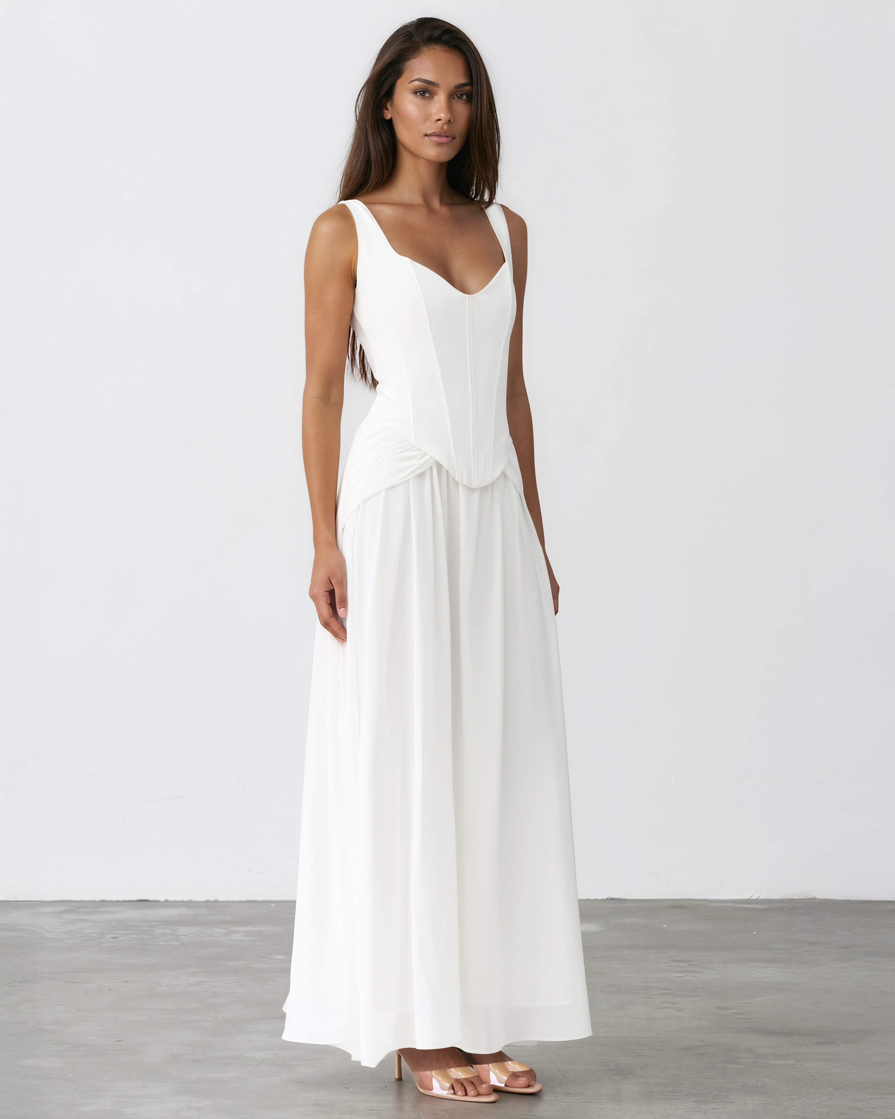 Lucia Maxi Dress White front