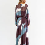 Lucia Long Sleeve Maxi Dress Brown/Blue back