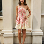 Magnolia One Shoulder Mini Dress White Floral Front