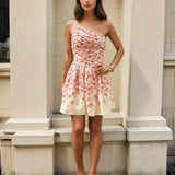 Magnolia One Shoulder Mini Dress White Floral Front