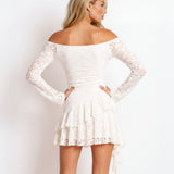 Marcela Long Sleeve Lace Mini Dress White Back