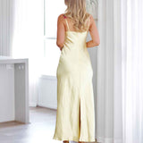 Maria Satin Maxi Dress - Yellow