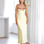 Maria Satin Maxi Dress - Yellow