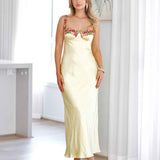 Maria Satin Maxi Dress - Yellow