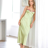 Maria Satin Maxi Dress - Lime